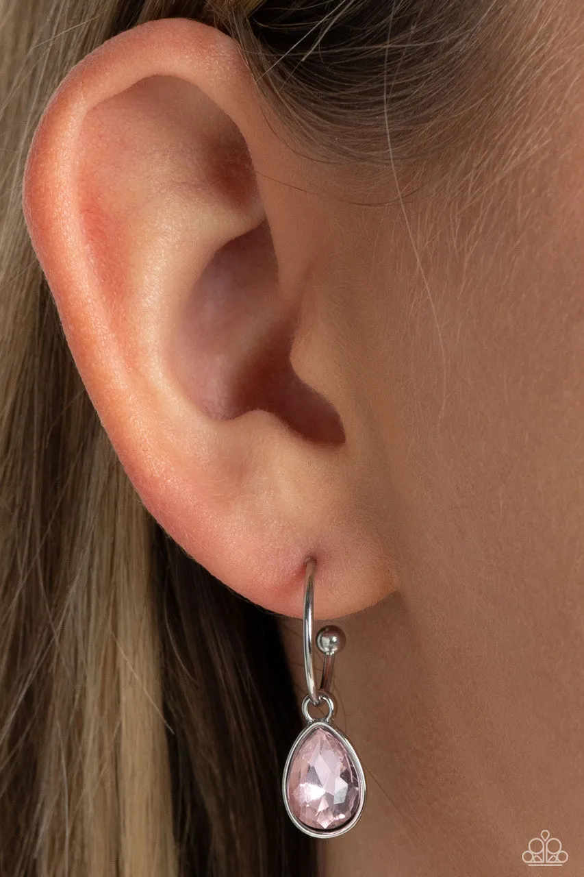 Teardrop Tassel - Pink - Dainty Drop Hoop Paparazzi Earrings