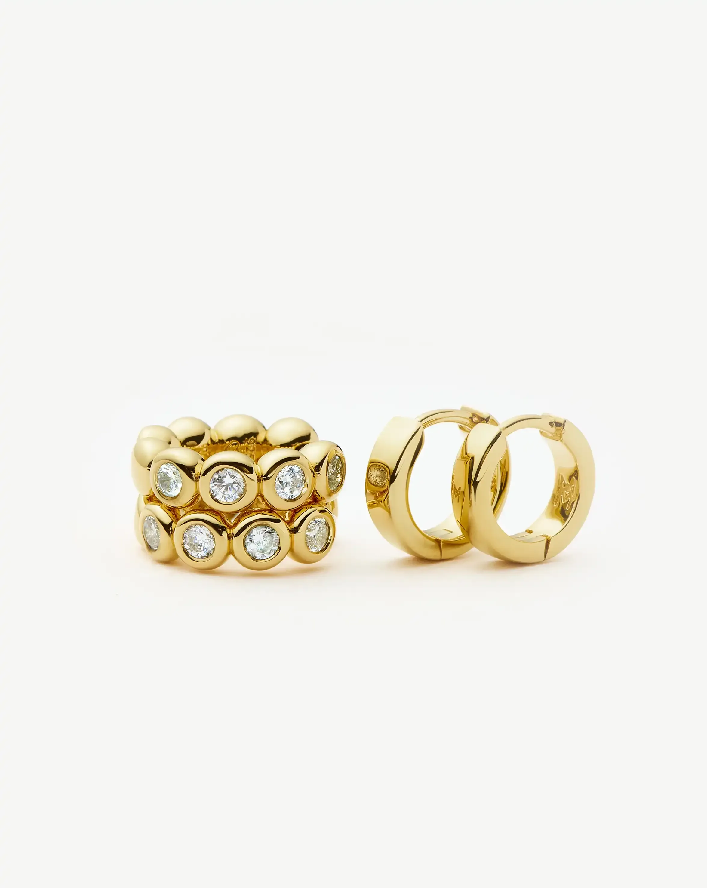 Tennis & Chubby Hoop Earring Set | 18k Gold Vermeil