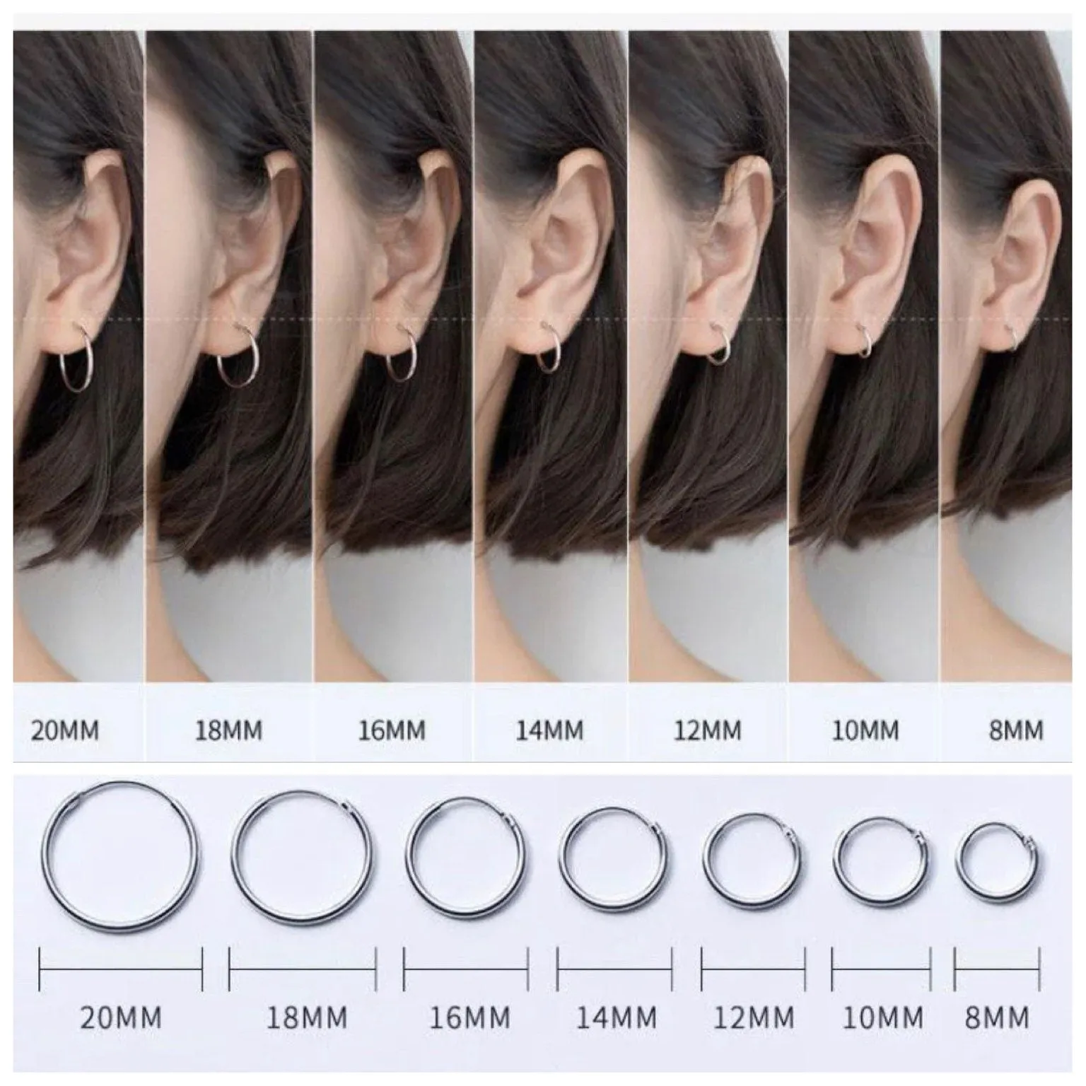 Thin Small Medium Hoop Earrings-SH022