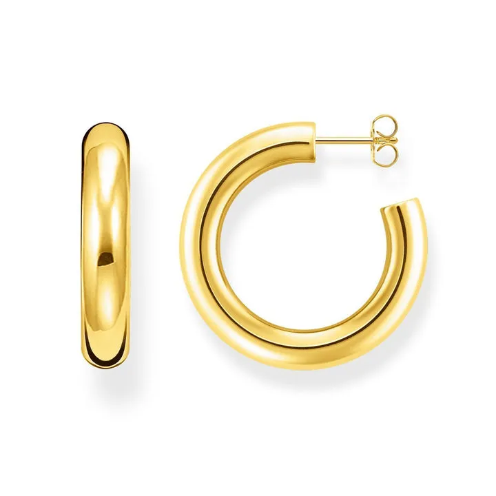Thomas Sabo Chunky Hoop Earrings Medium Gold Plated