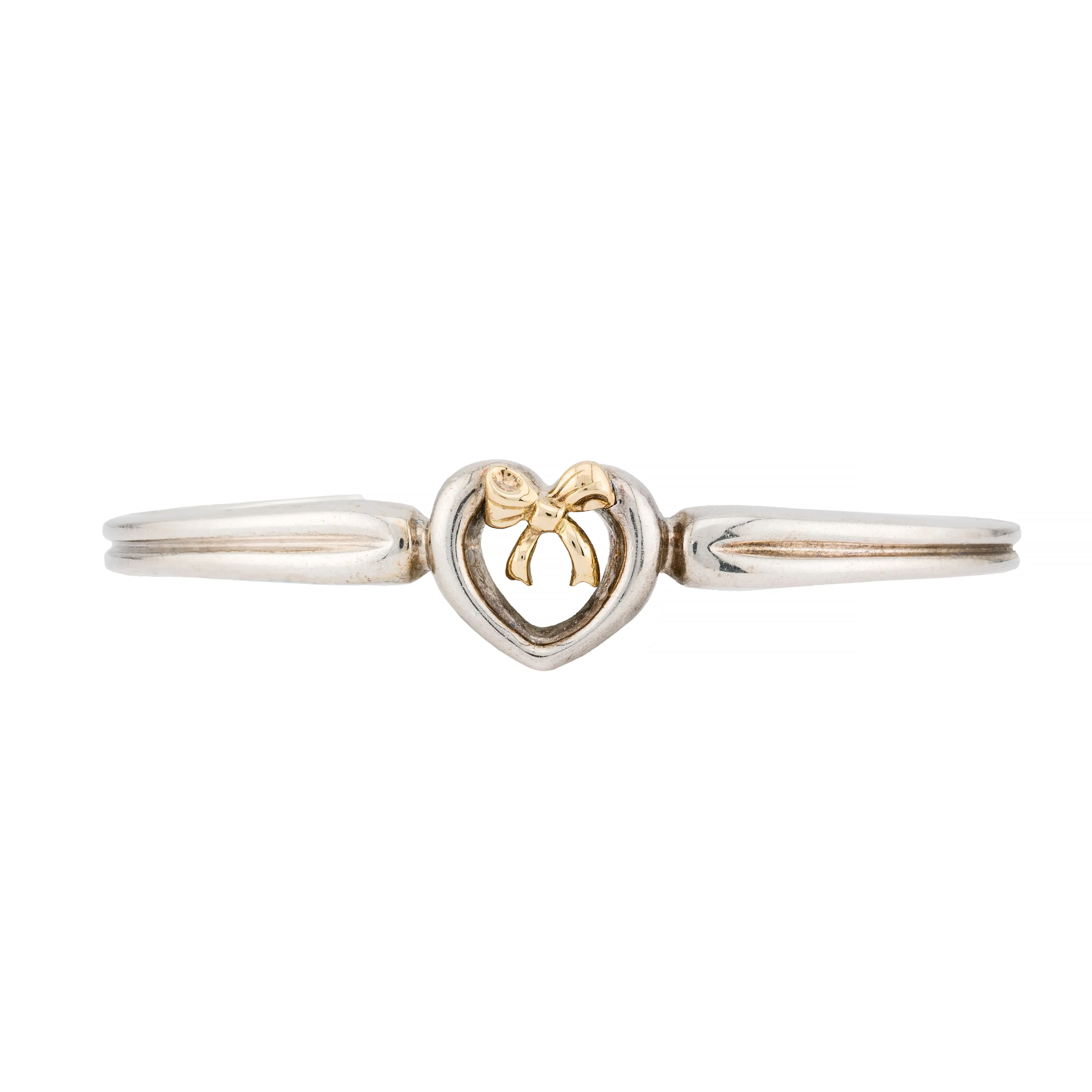 Tiffany & Co Vintage Heart, Bow Motif 18 Karat Gold, Sterling Silver Cuff