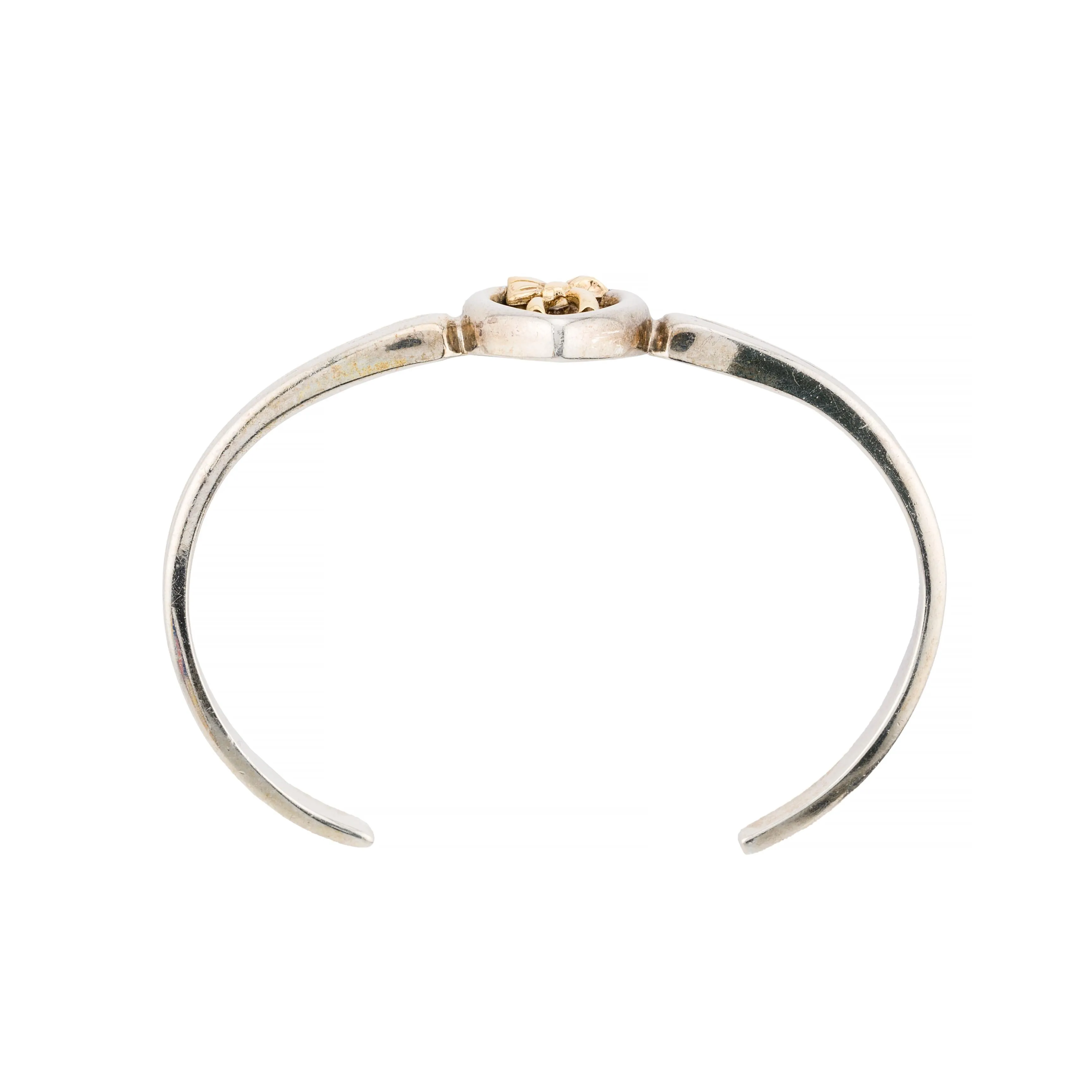 Tiffany & Co Vintage Heart, Bow Motif 18 Karat Gold, Sterling Silver Cuff