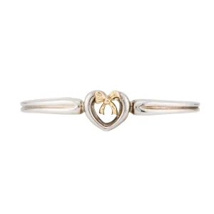 Tiffany & Co Vintage Heart, Bow Motif 18 Karat Gold, Sterling Silver Cuff