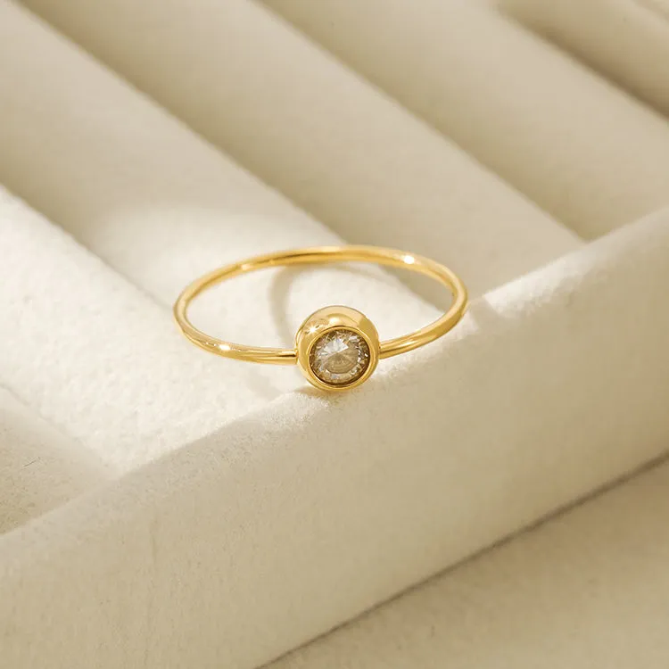 Tiny White Stone Ring