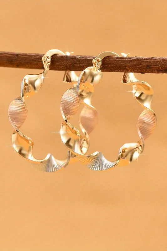 Tri-Color Twisted Hoop Earrings