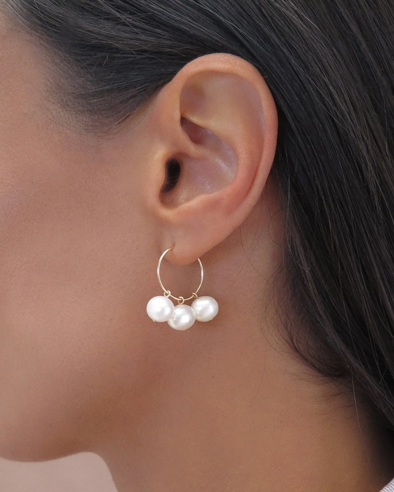 Triple Freshwater Pearl Earrings