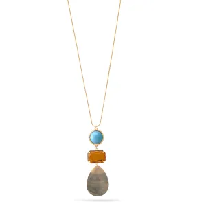 TURQUOISE CITRINE AND MOTHER OF PEARL PENDANT NECKLACE #SQ321-081706
