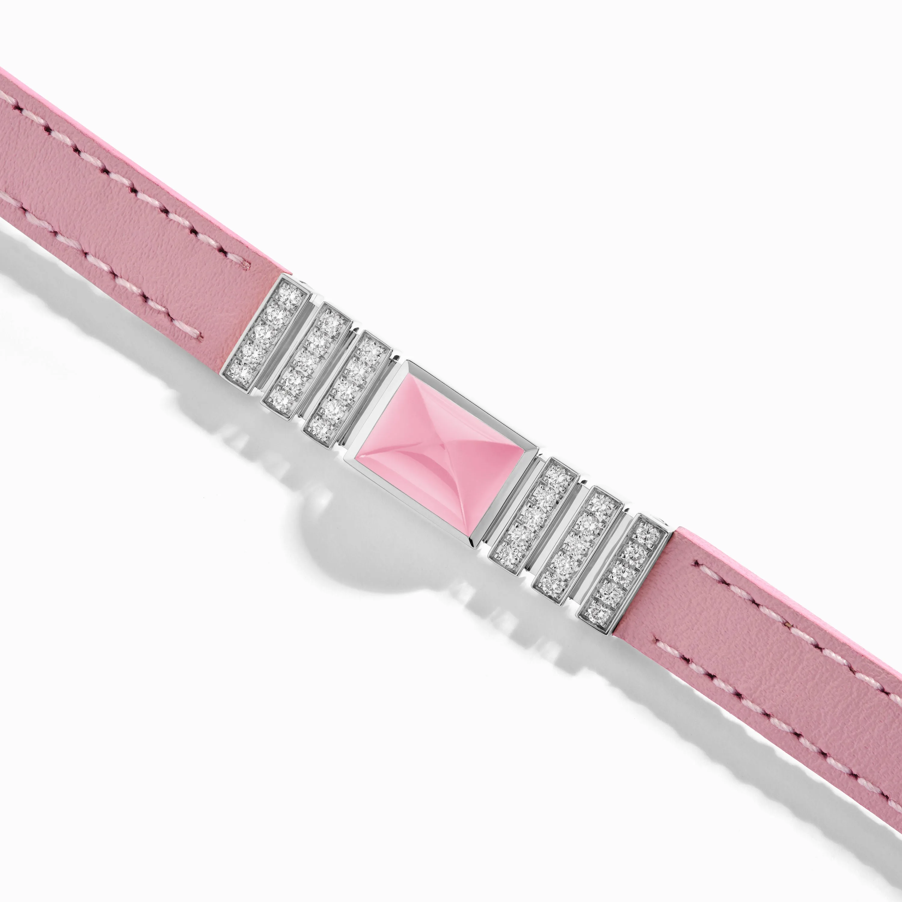 UNII Gold and Pavé Diamond Leather Strap Bracelet