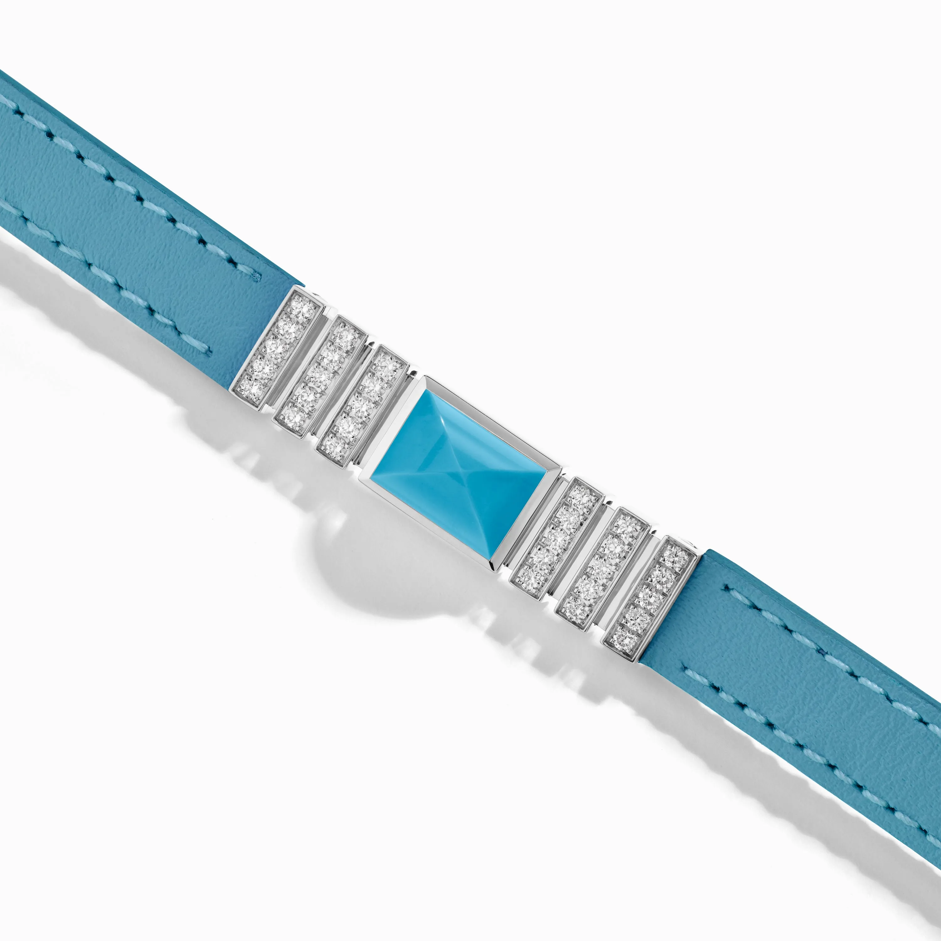 UNII Gold and Pavé Diamond Leather Strap Bracelet