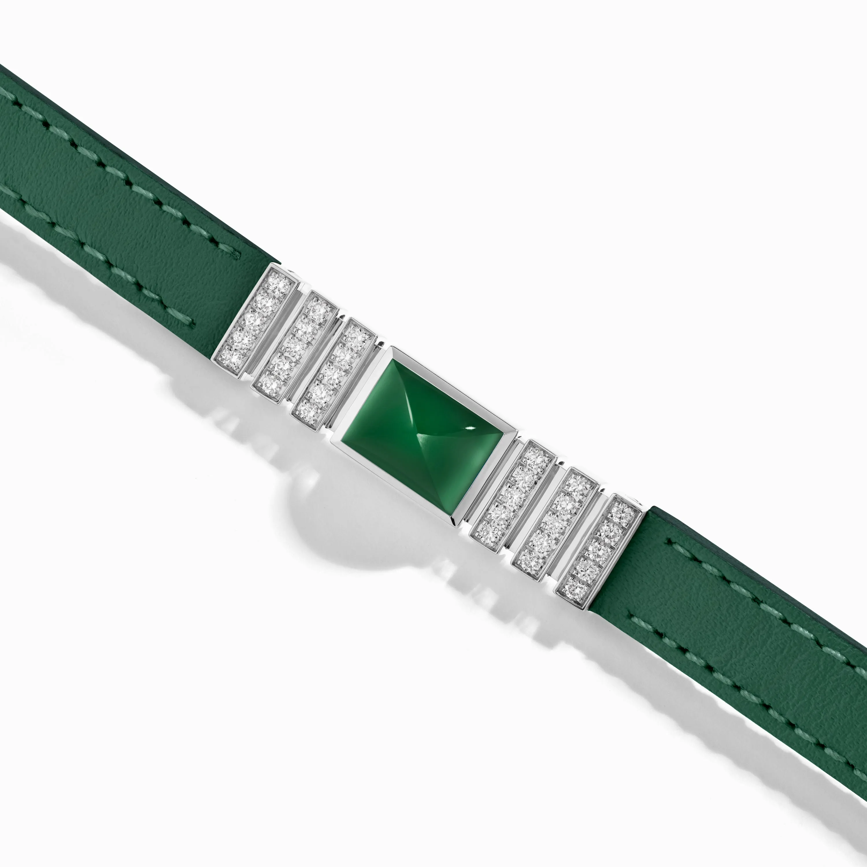 UNII Gold and Pavé Diamond Leather Strap Bracelet