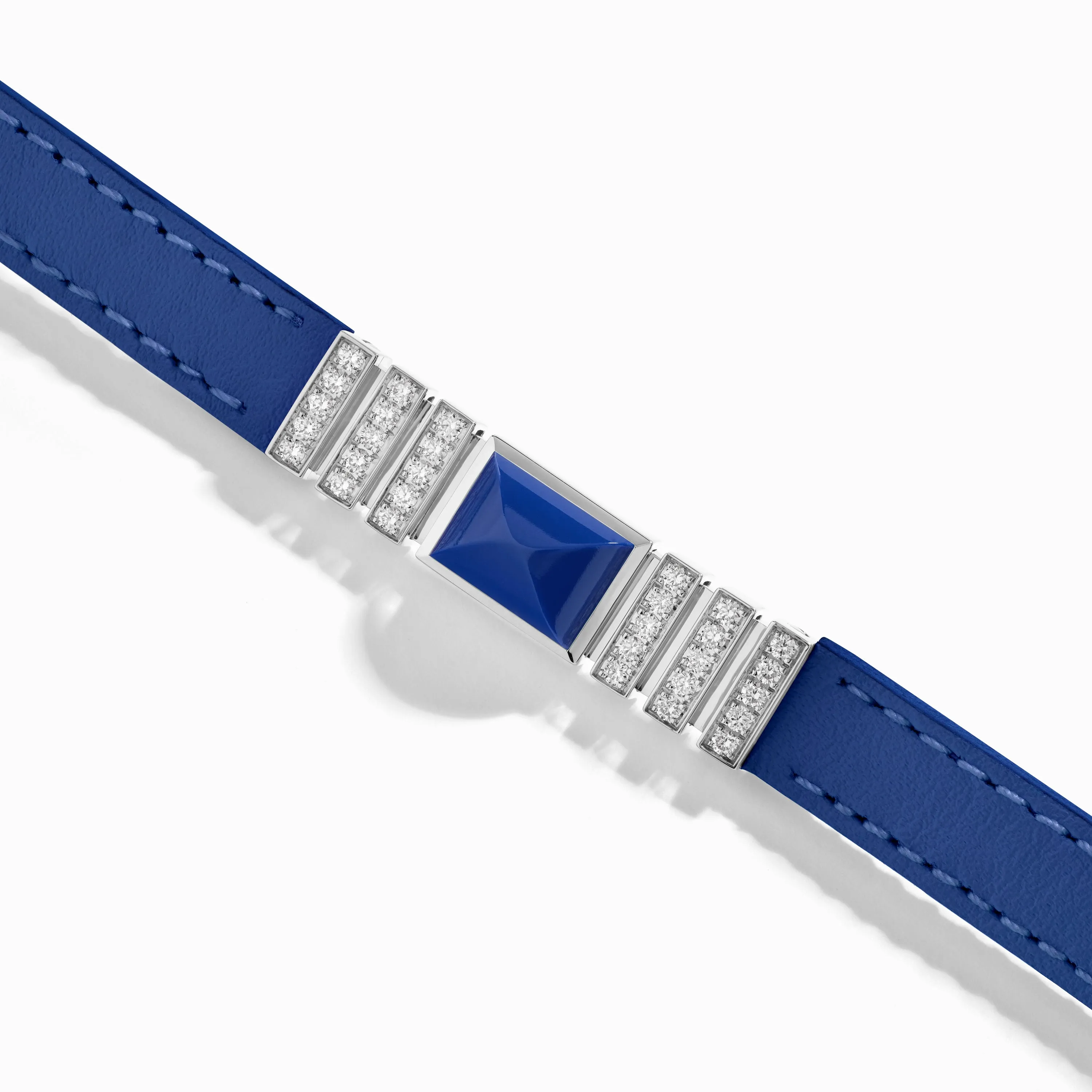UNII Gold and Pavé Diamond Leather Strap Bracelet