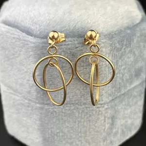 Vintage Solid 10K Gold Double Hoop Post Earrings
