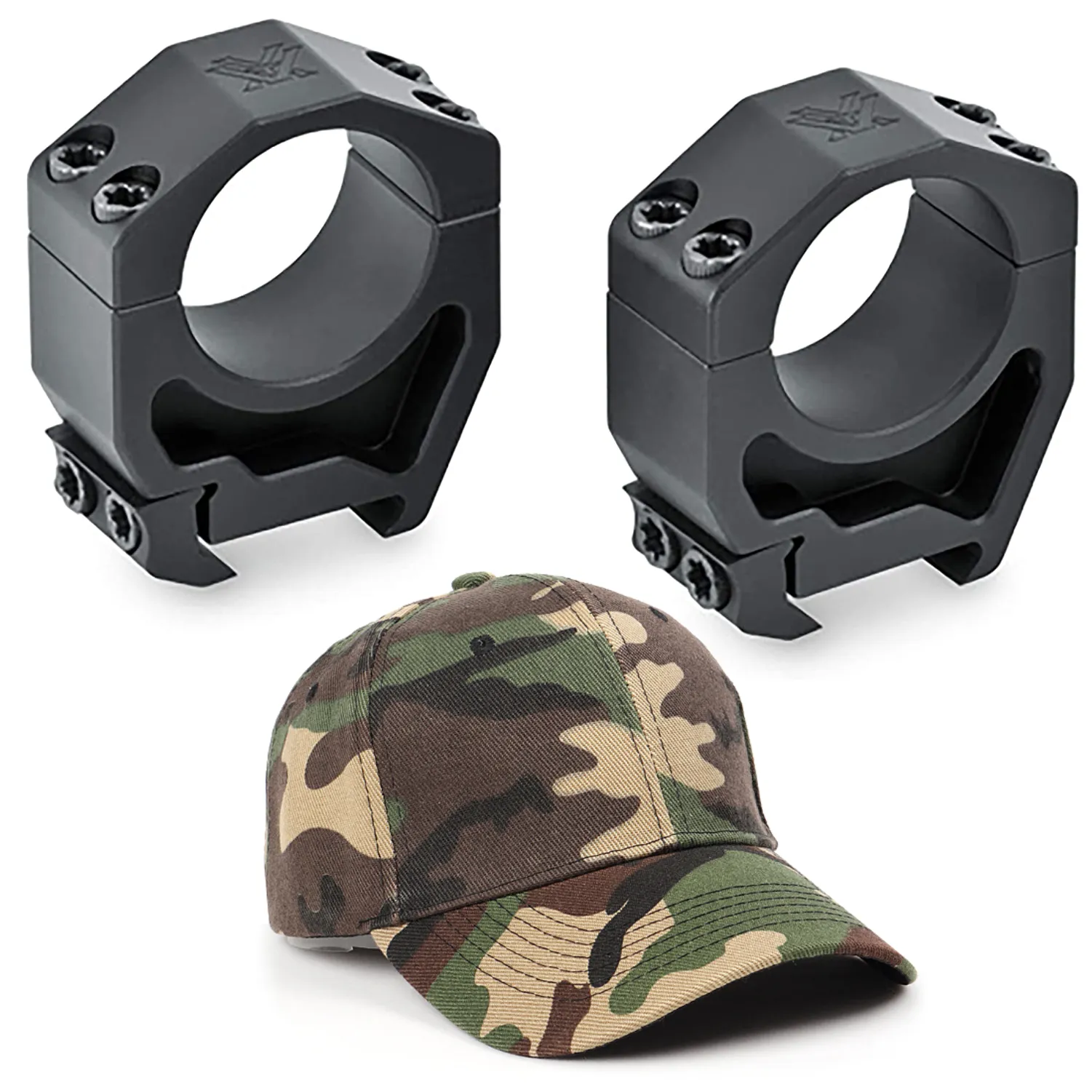 Vortex Optics Precision Match 30mm Rings Set High 1.26 in with Free Hat Bundle