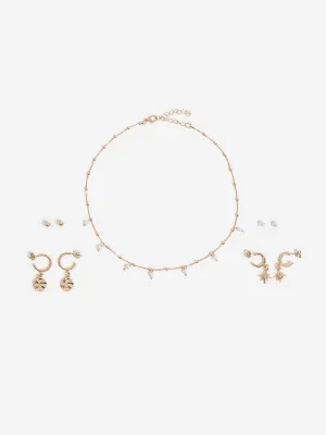 Westside Accessories Gold Pearlescent Necklace and Earrings Set