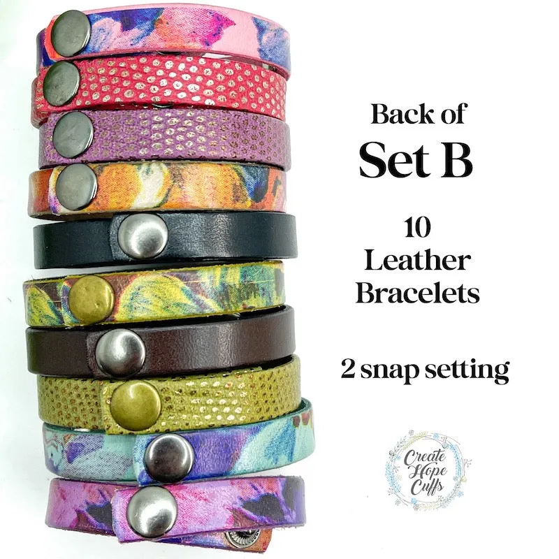 (Wholesale) 3 BUNDLE OPTIONS | SPRING Blossoms | Skinny Leather Bracelets | Save more than $64!