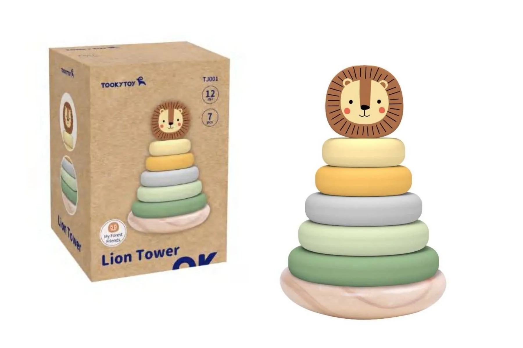 Wooden Lion Stacking Tower