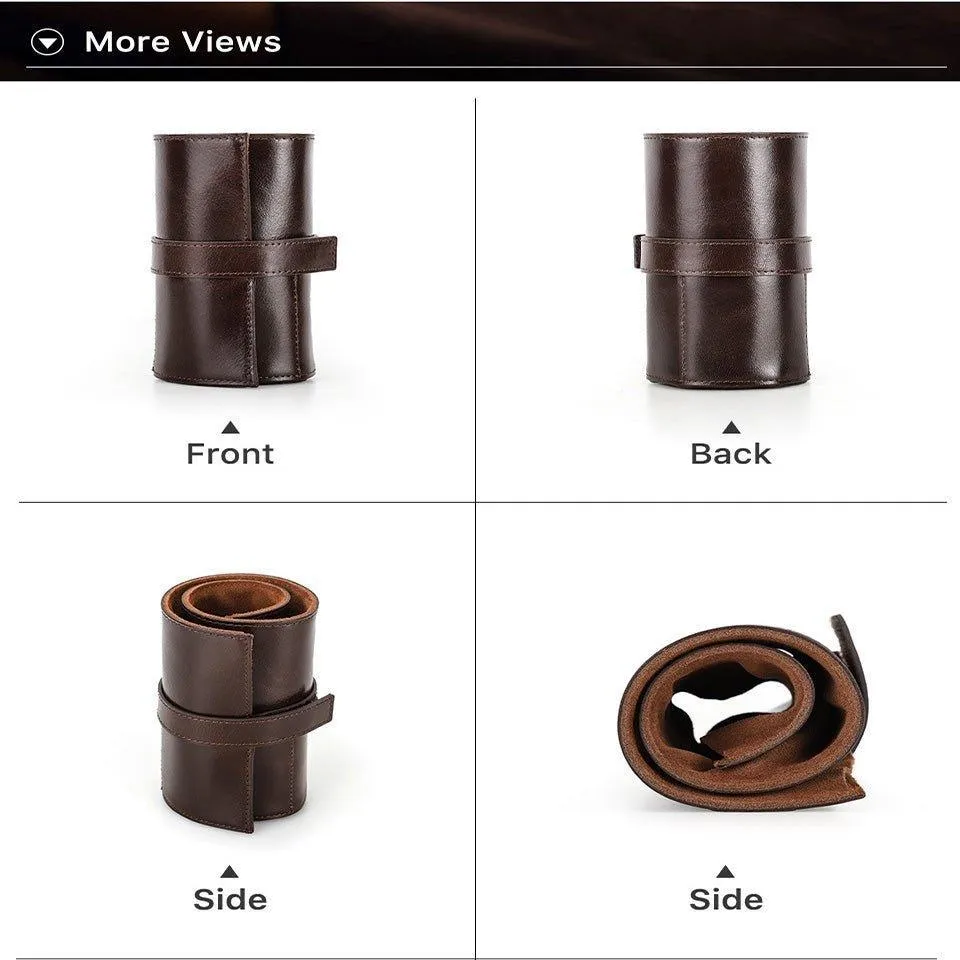 Woosir Leather Watch Travel Roll Case for 6 Watches