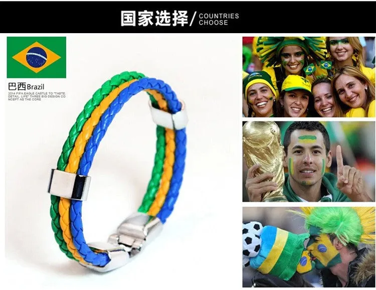 World Cup Theme Bacelets-Bangles Fashion Jewelry Sporty PU Leather Bracelet For Men and Women