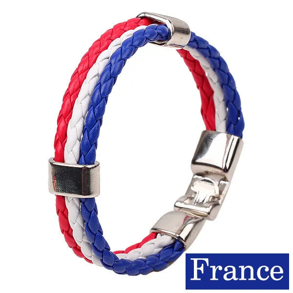 World Cup Theme Bacelets-Bangles Fashion Jewelry Sporty PU Leather Bracelet For Men and Women