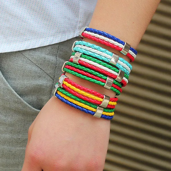 World Cup Theme Bacelets-Bangles Fashion Jewelry Sporty PU Leather Bracelet For Men and Women