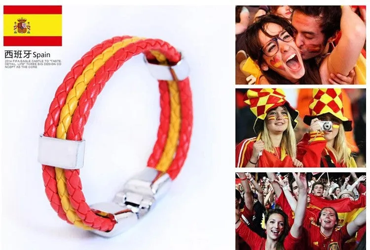 World Cup Theme Bacelets-Bangles Fashion Jewelry Sporty PU Leather Bracelet For Men and Women