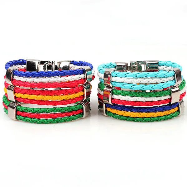 World Cup Theme Bacelets-Bangles Fashion Jewelry Sporty PU Leather Bracelet For Men and Women