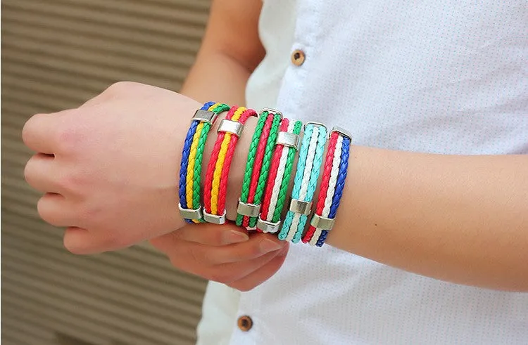 World Cup Theme Bacelets-Bangles Fashion Jewelry Sporty PU Leather Bracelet For Men and Women