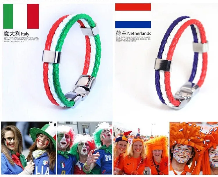 World Cup Theme Bacelets-Bangles Fashion Jewelry Sporty PU Leather Bracelet For Men and Women