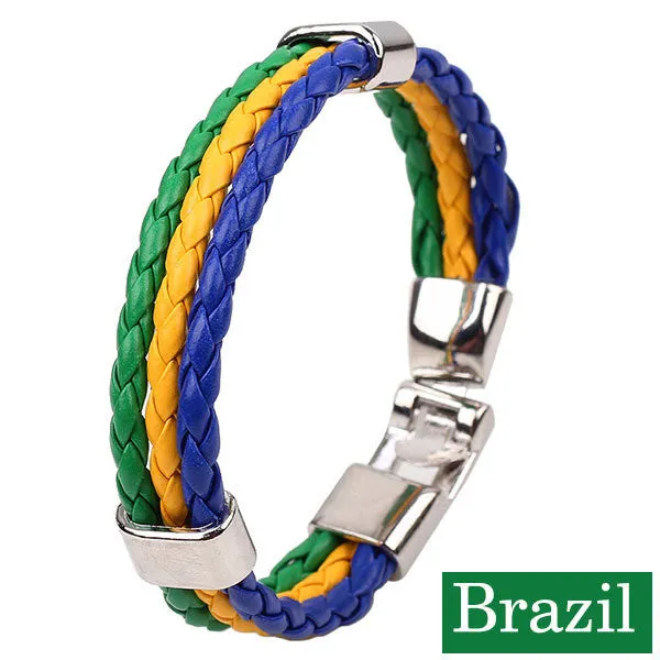 World Cup Theme Bacelets-Bangles Fashion Jewelry Sporty PU Leather Bracelet For Men and Women