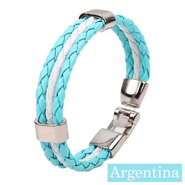 World Cup Theme Bacelets-Bangles Fashion Jewelry Sporty PU Leather Bracelet For Men and Women