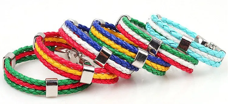 World Cup Theme Bacelets-Bangles Fashion Jewelry Sporty PU Leather Bracelet For Men and Women