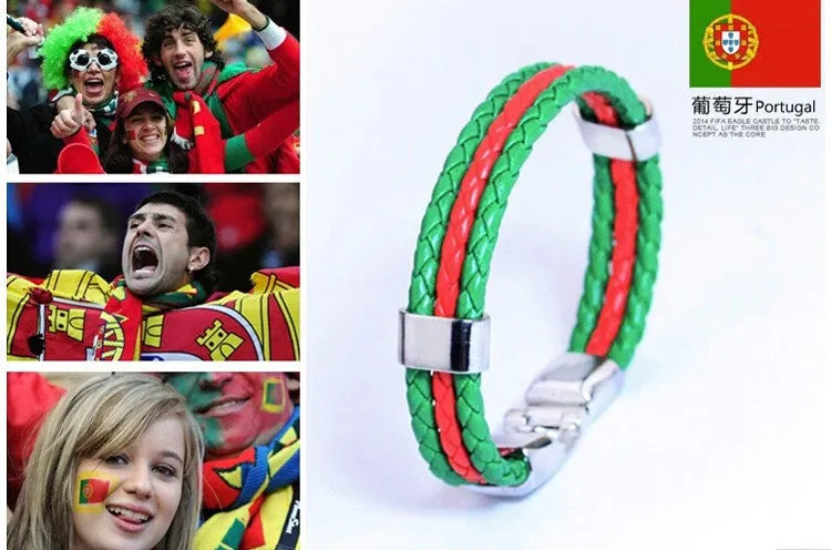 World Cup Theme Bacelets-Bangles Fashion Jewelry Sporty PU Leather Bracelet For Men and Women