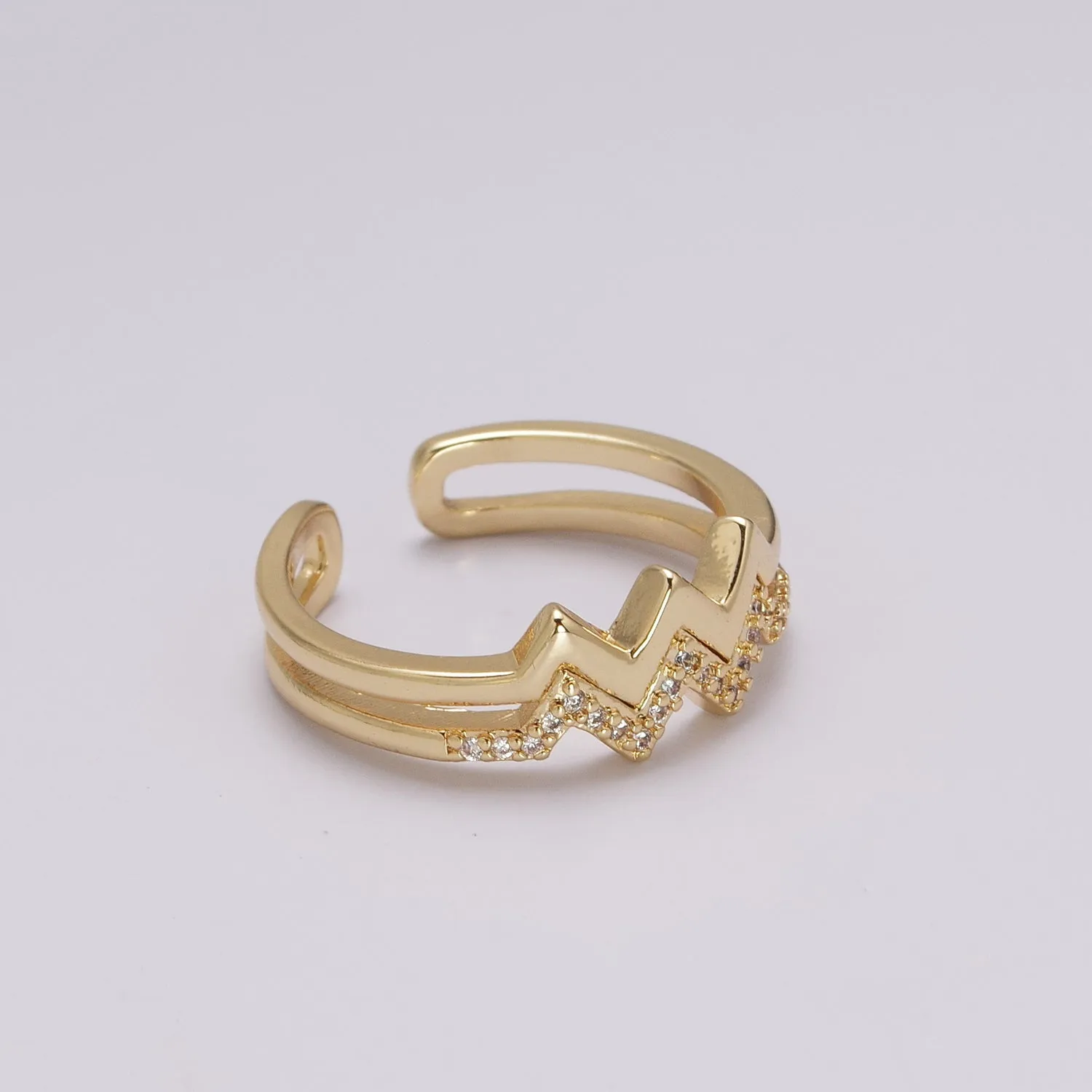 Zig zag stacking Ring Gold, 24K gold Filled wave stacking ring, zig zag ring, thin stacking ring gold Open Adjustable U-121