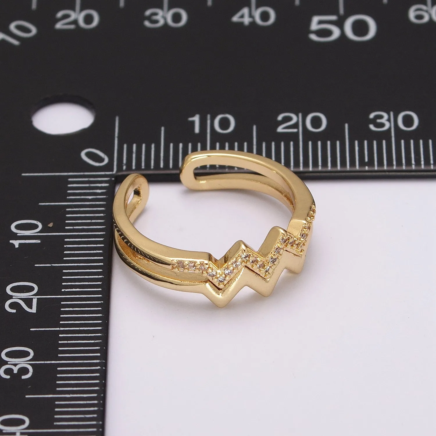 Zig zag stacking Ring Gold, 24K gold Filled wave stacking ring, zig zag ring, thin stacking ring gold Open Adjustable U-121