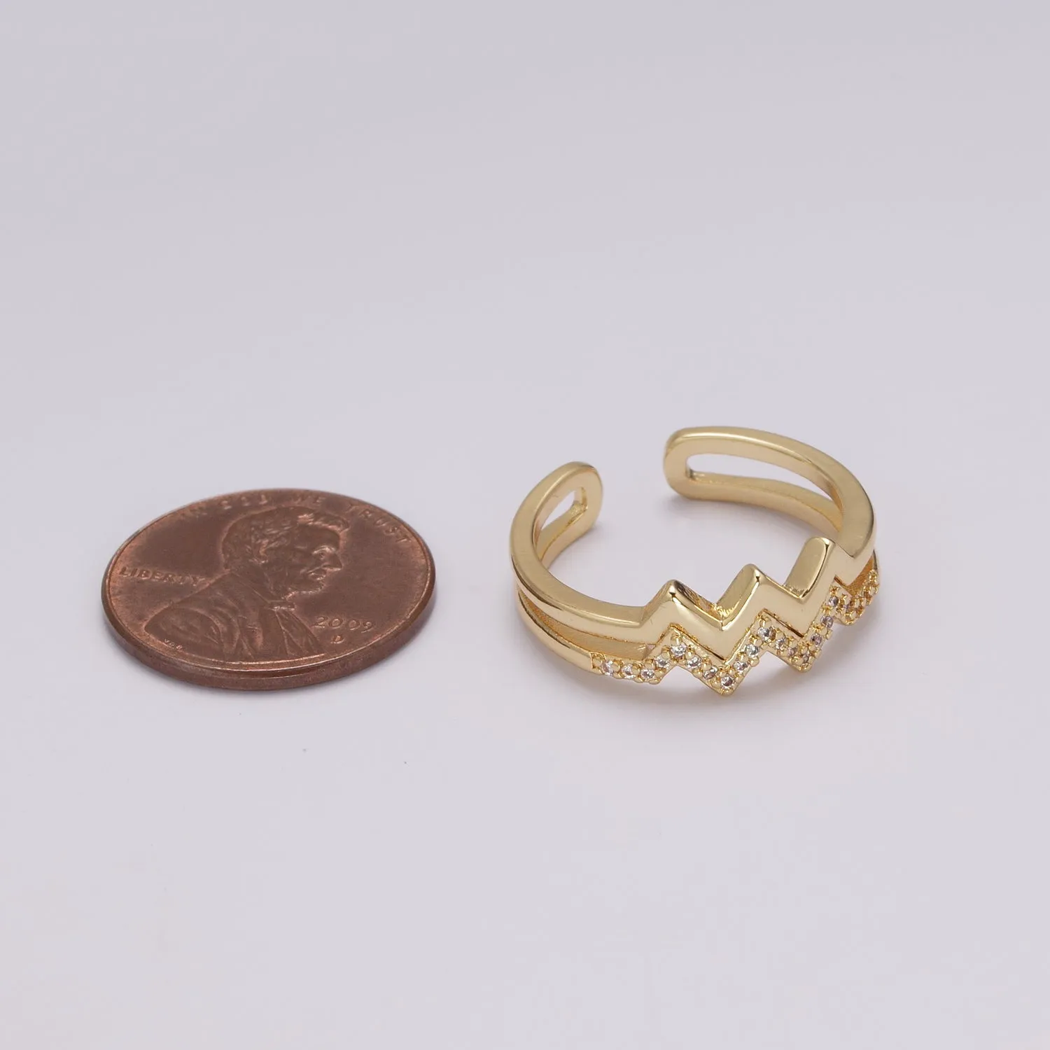 Zig zag stacking Ring Gold, 24K gold Filled wave stacking ring, zig zag ring, thin stacking ring gold Open Adjustable U-121