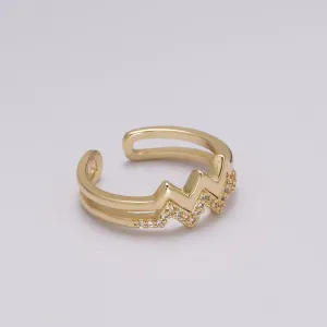 Zig zag stacking Ring Gold, 24K gold Filled wave stacking ring, zig zag ring, thin stacking ring gold Open Adjustable U-121