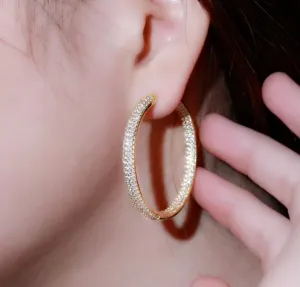 Zirconite Cubic Zirconia double view Hoop Earrings. 826E05