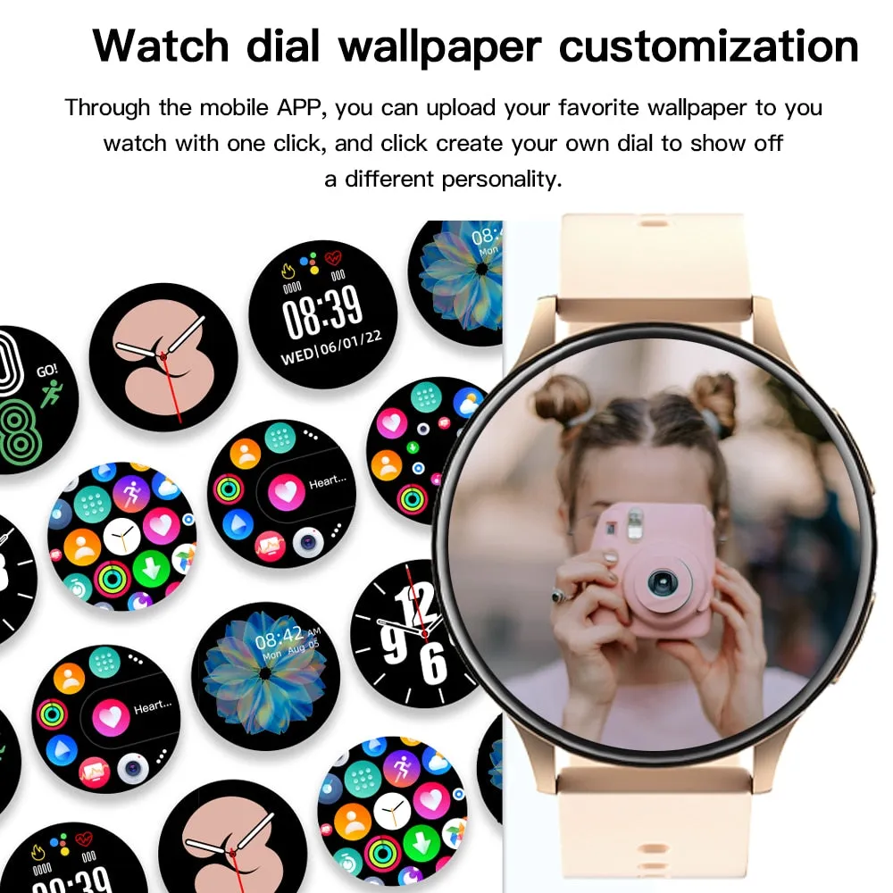 Zodvboz 2022 New Smart Watch Round Smartwatch Bluetooth Calls Watches Men Women Fitness Bracelet Custom Watch Face  Gift Box