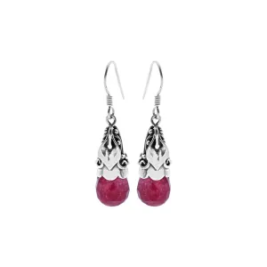 Zora ornate capped ruby quartz earrings