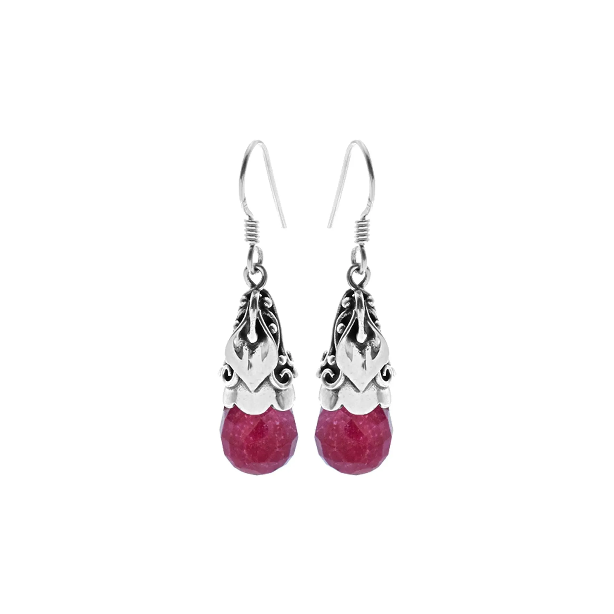 Zora ornate capped ruby quartz earrings